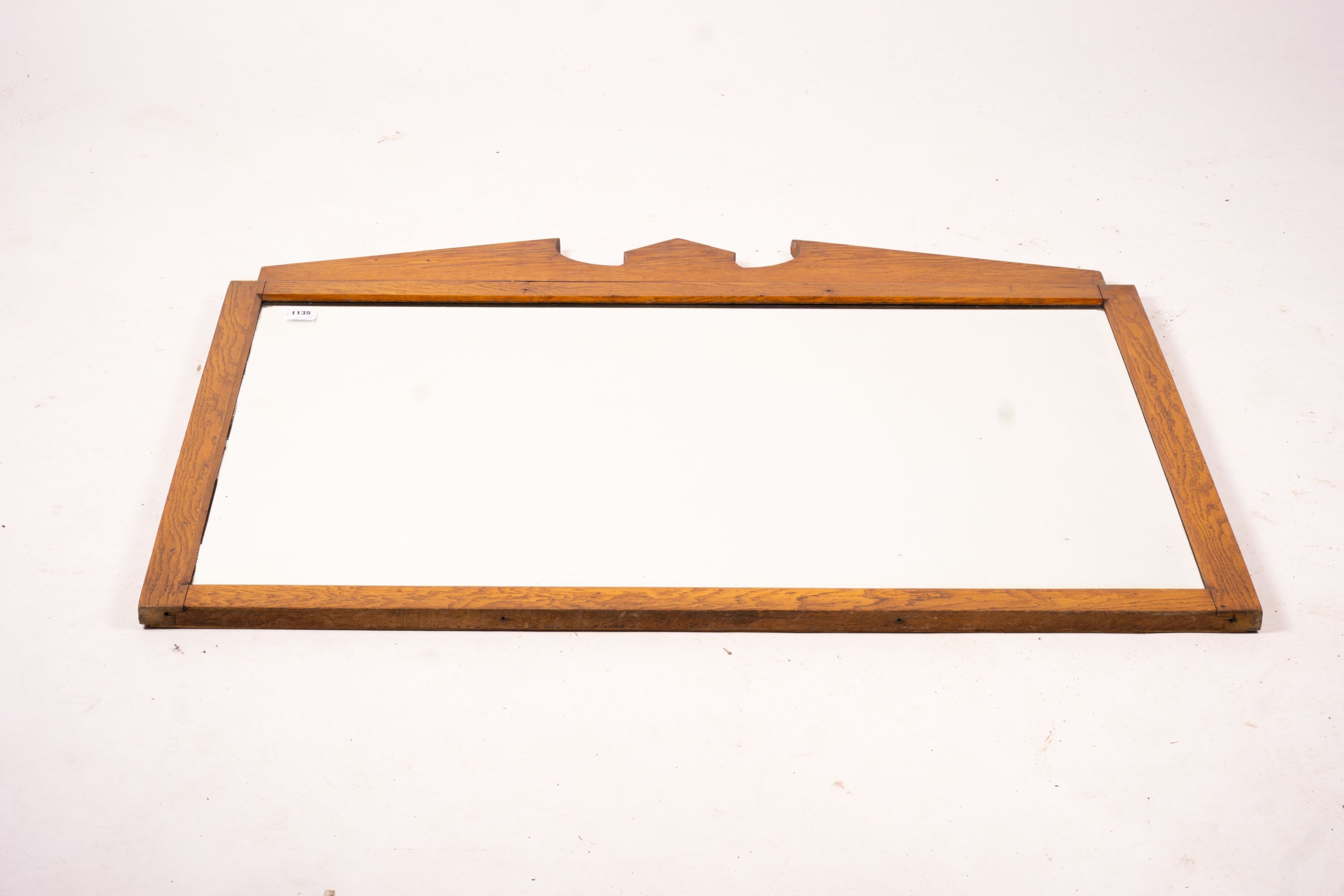 A late Victorian rectangular oak overmantel mirror, width 118cm, height 93cm